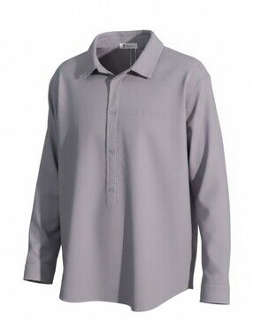Beotyshow Men's Stretch Grey Button-Up Shirt Long Sleeves Men XX-Large Boxy Chef